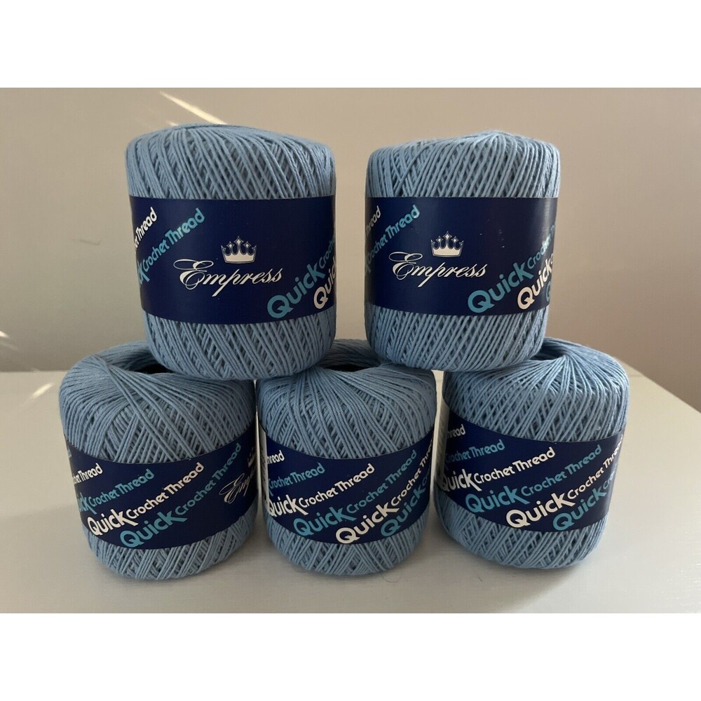 Empress Quick Crochet Thread, Blue, size 3, lot of 5 (100 yds each)